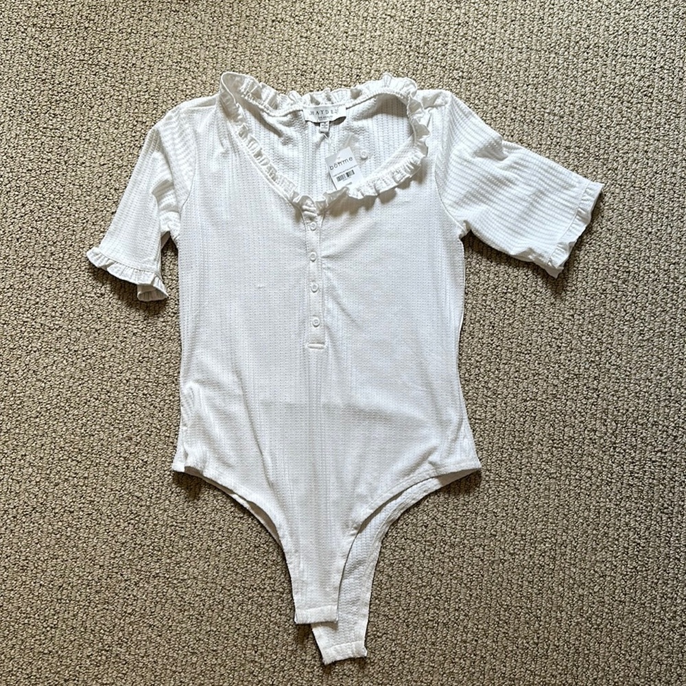 Ruffle button down bodysuit